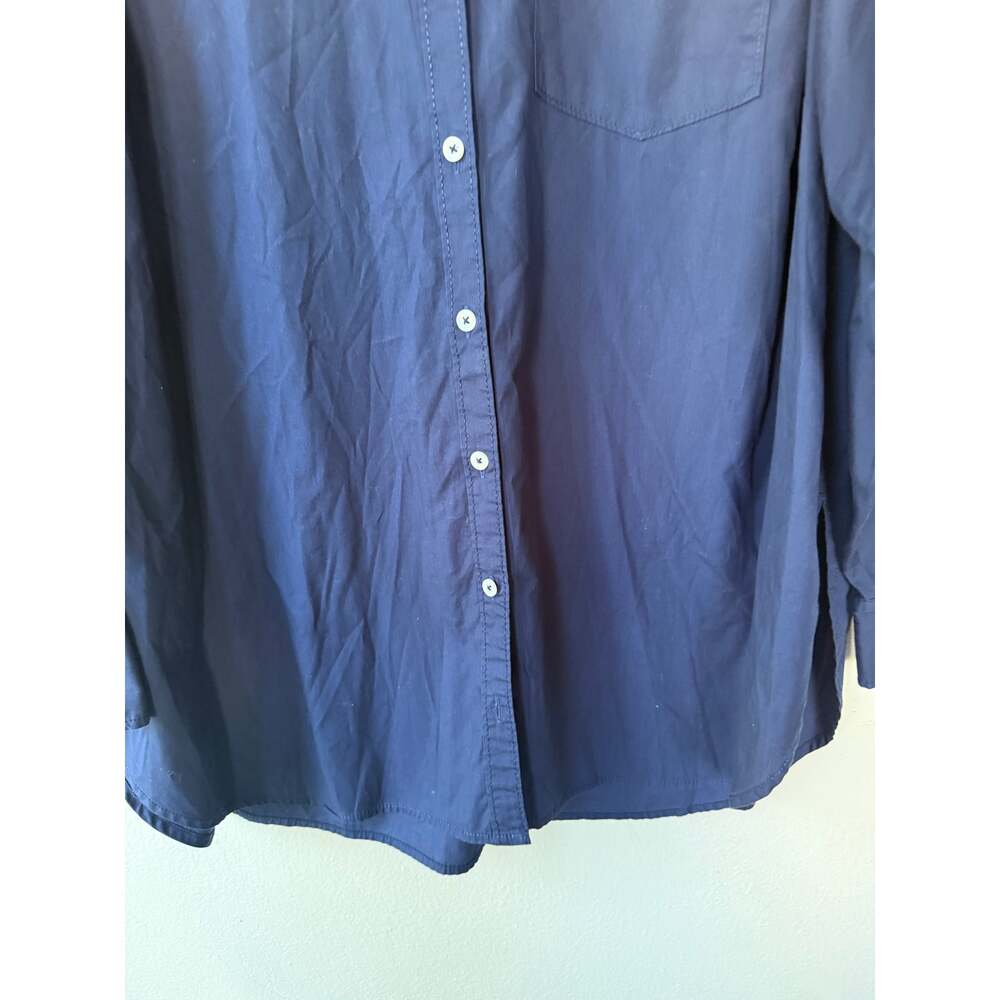 Maeve Anthropologie Navy Blue Cotton Button Down Shirt Tunic 1X Relaxed Fit - Picture 5 of 10
